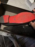 Other Black And Blue Shining Loafers With Red Bottoms