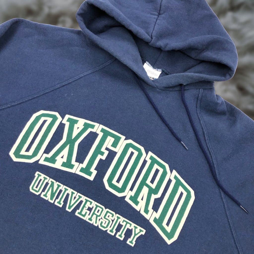 Vintage Vtg Screen Stars Hoodie Sweatshirt Navy Blue Large Oxford University Chest Pullover Unisex A