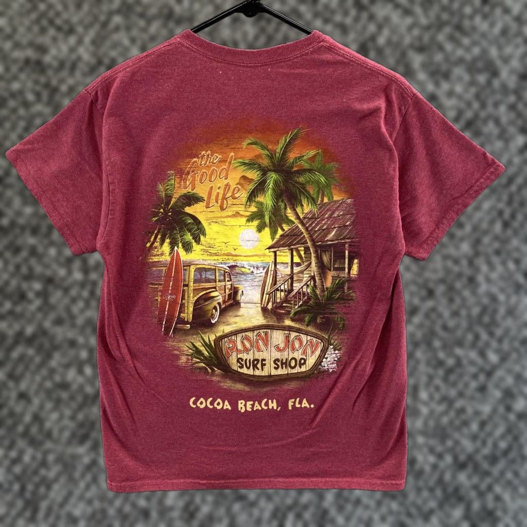 Ron Jon Surf Shop Ron Jon Surf Shop Shirt Mens M Red Graphic Tee Cocoa Beach Florida Beach Tropical