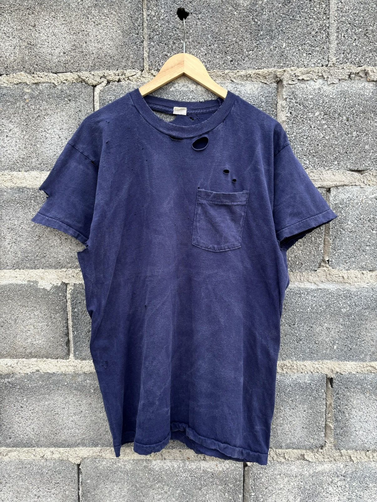 Vintage Thrashed Faded Tee Shirt Distressed Navy Hoodie, Sweatshirt | FlexRushtees.com