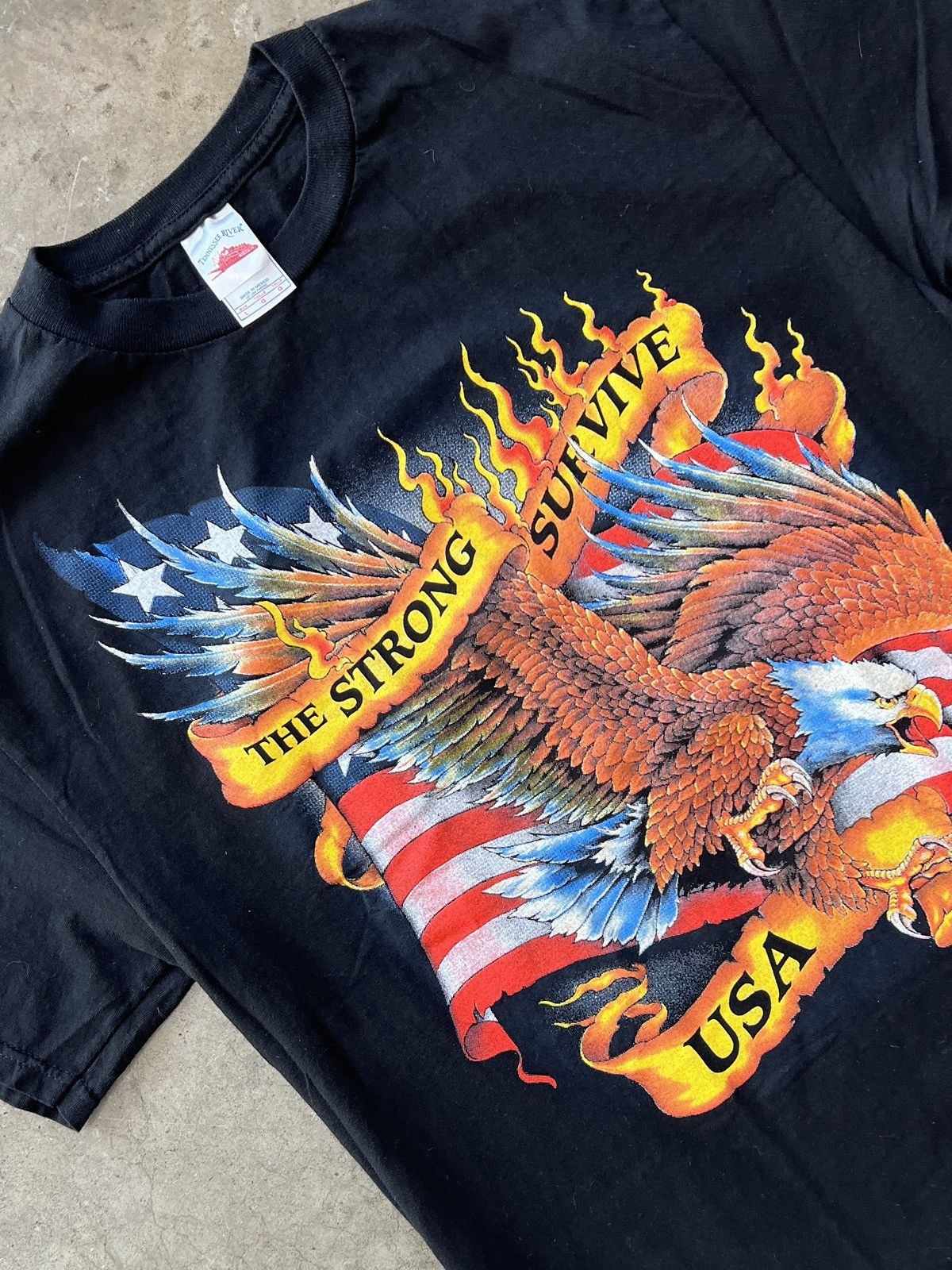 Vintage 2000s Strong Survive American Eagle Flame Tee Large Hoodie, Sweatshirt | FlexRushtees.com
