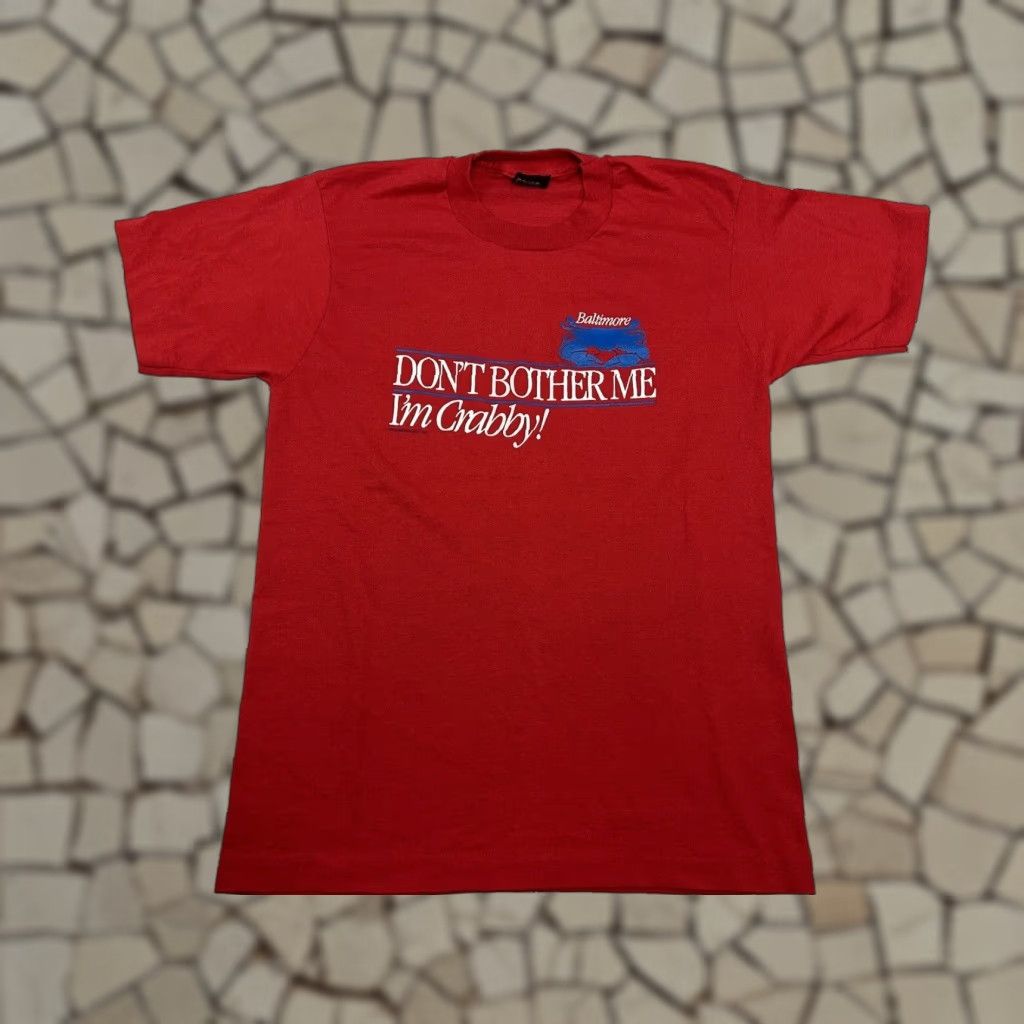 Vintage 1980s Screen Stars Crabby T Shirt Men S Medium Red Graphic Tee Short Sleeve 80s Beac