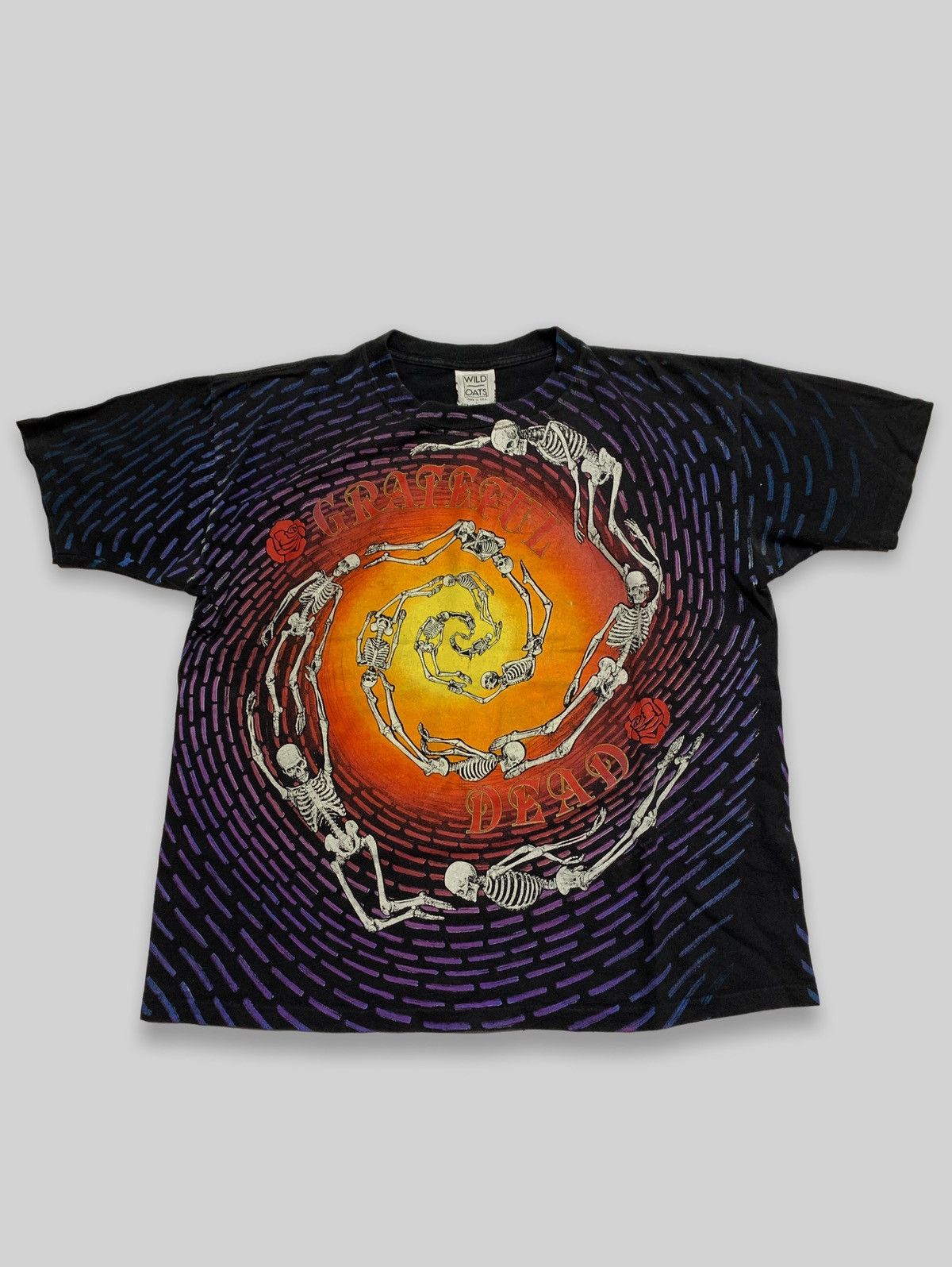 Grateful Dead X Vintage Vintage 1992 Grateful Dead Spiral Skeleton Tee Hoodie, Sweatshirt | FlexRushtees.com