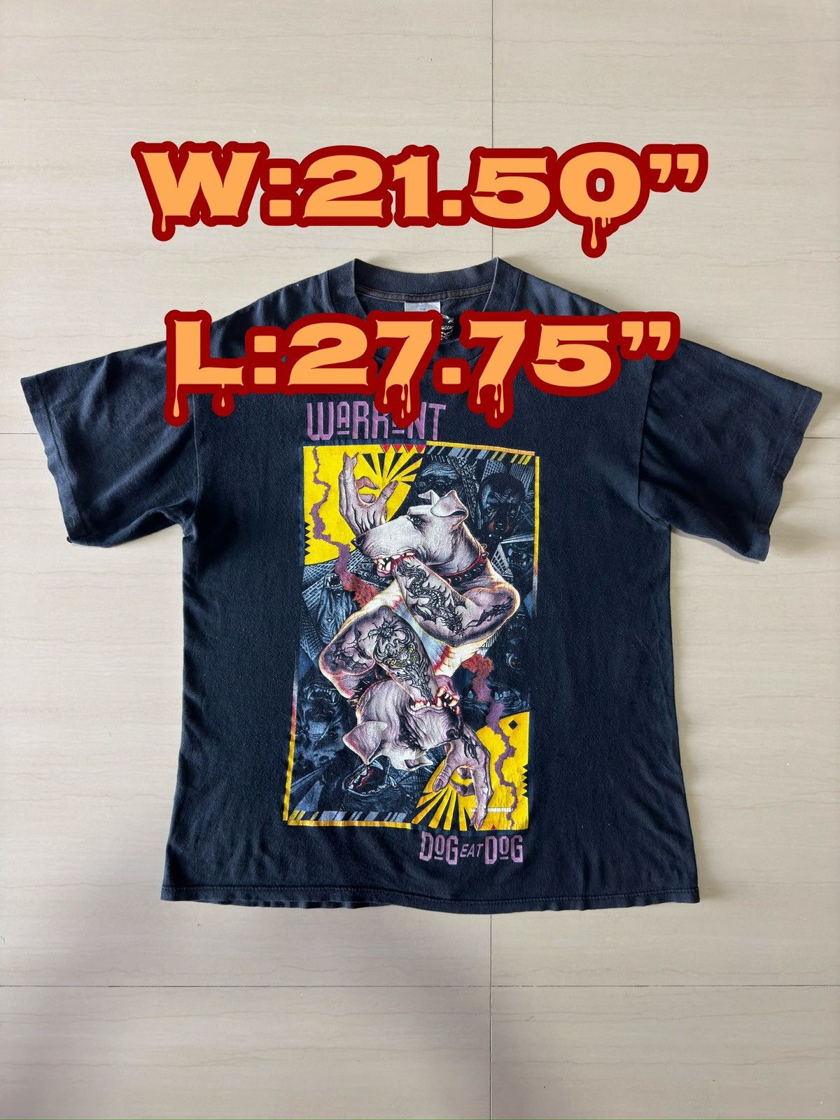 Band Tees 1992 1993 Warrant Dog Eat Dog World Tour 90s Brockum Shirt