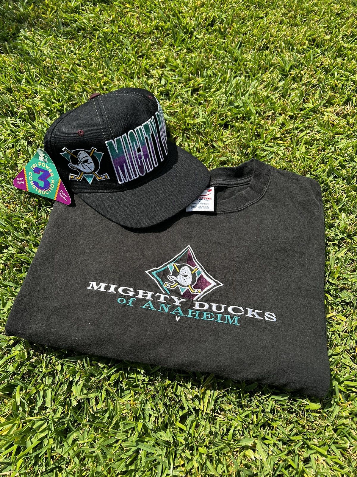 Starter 90 S Mighty Duck Starter Snap Back Ducks Tee Bundle