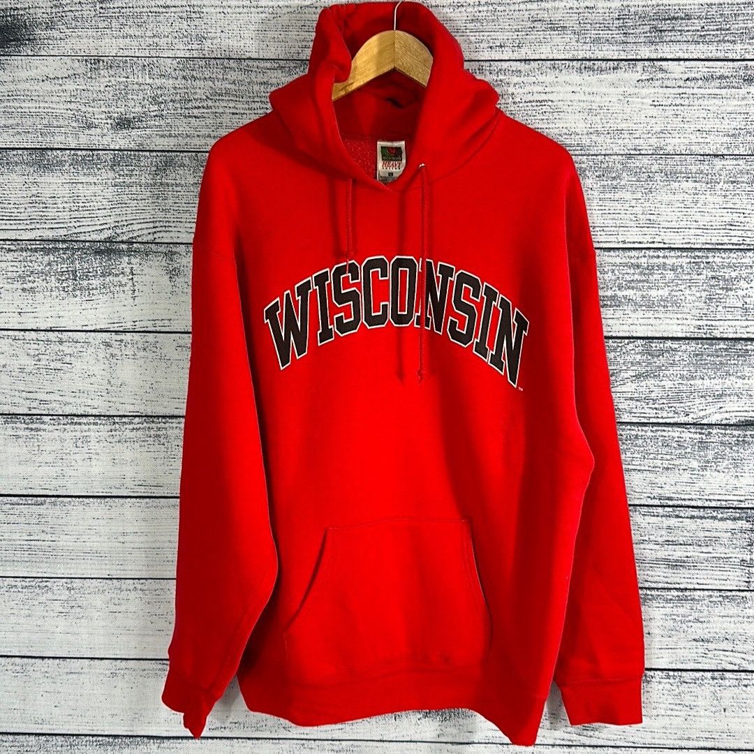 Ncaa X Vintage Vintage Fruit Of The Loom Heavy Wisconsin Ncaa Hoodie Xl