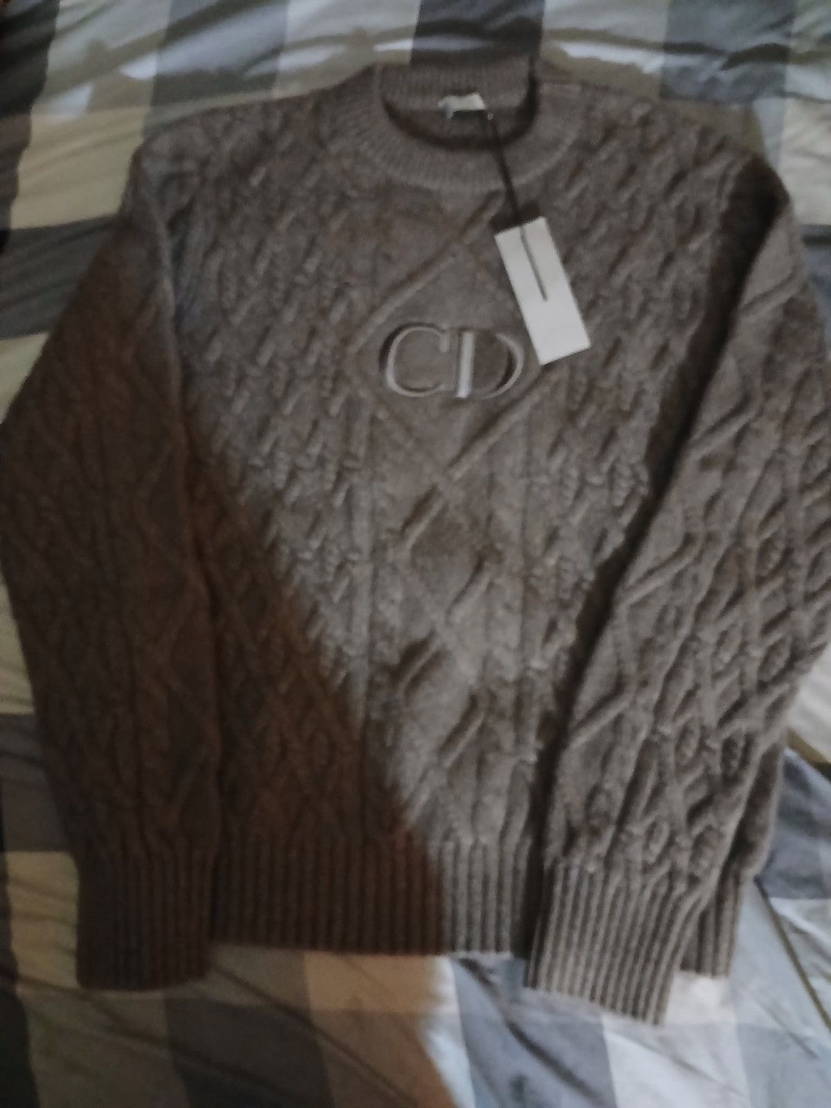 Dior Men S Cashmere Cable Knit Sweater Heathered Beige