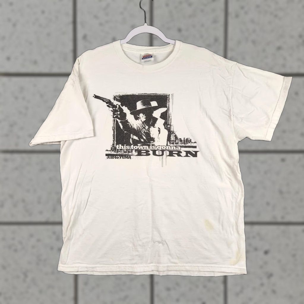 Vintage Hanes 3 10 To Yuma T Shirt Mens Xl White Western Movie Cowboy Graphic Tee 2000s