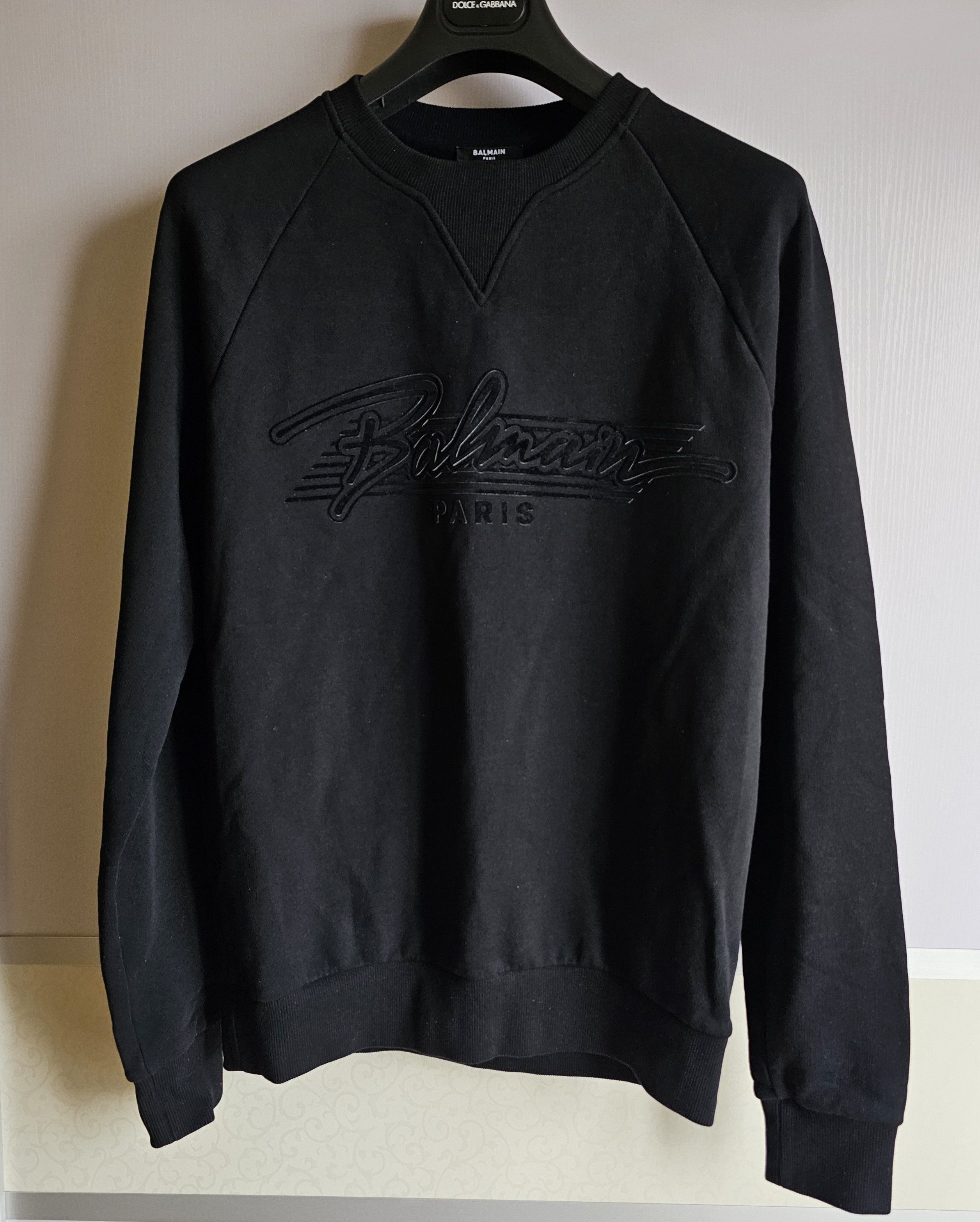 Balmain Men S Black Flocked Sweatshirt Size L Like New