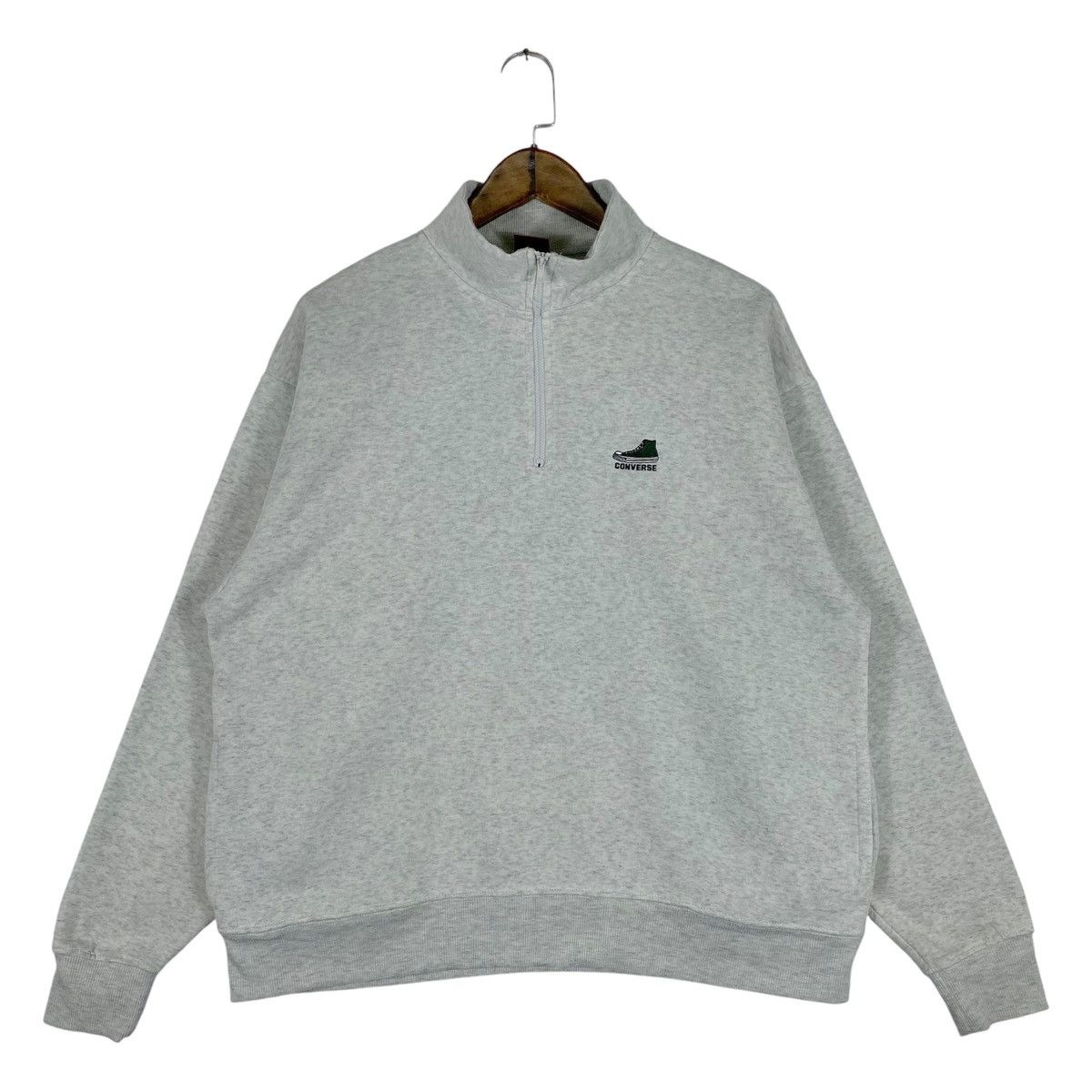 Vintage Converse Shoes Sweatshirt Quater Zip Small Logo