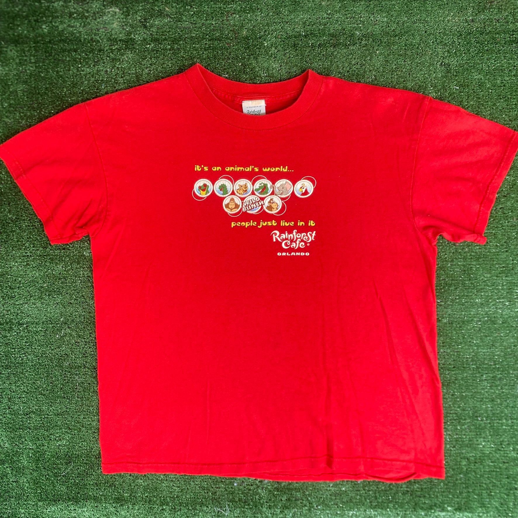 Vintage 90s Rainforest Cafe Shirt Animal Slogan Cute Red Tee Hoodie, Sweatshirt | FlexRushtees.com