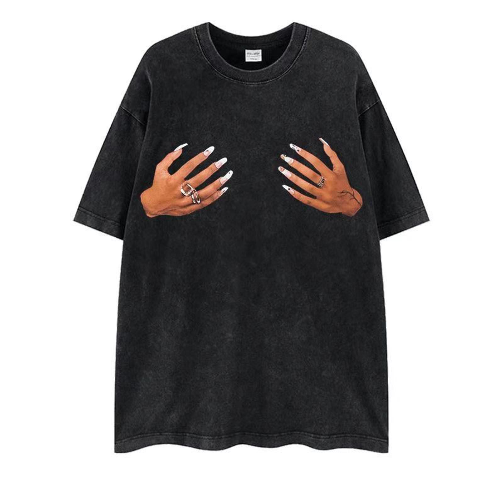 Other Trendy Graphic Oversized Tee With Artistic Hand Design Hoodie, Sweatshirt | FlexRushtees.com