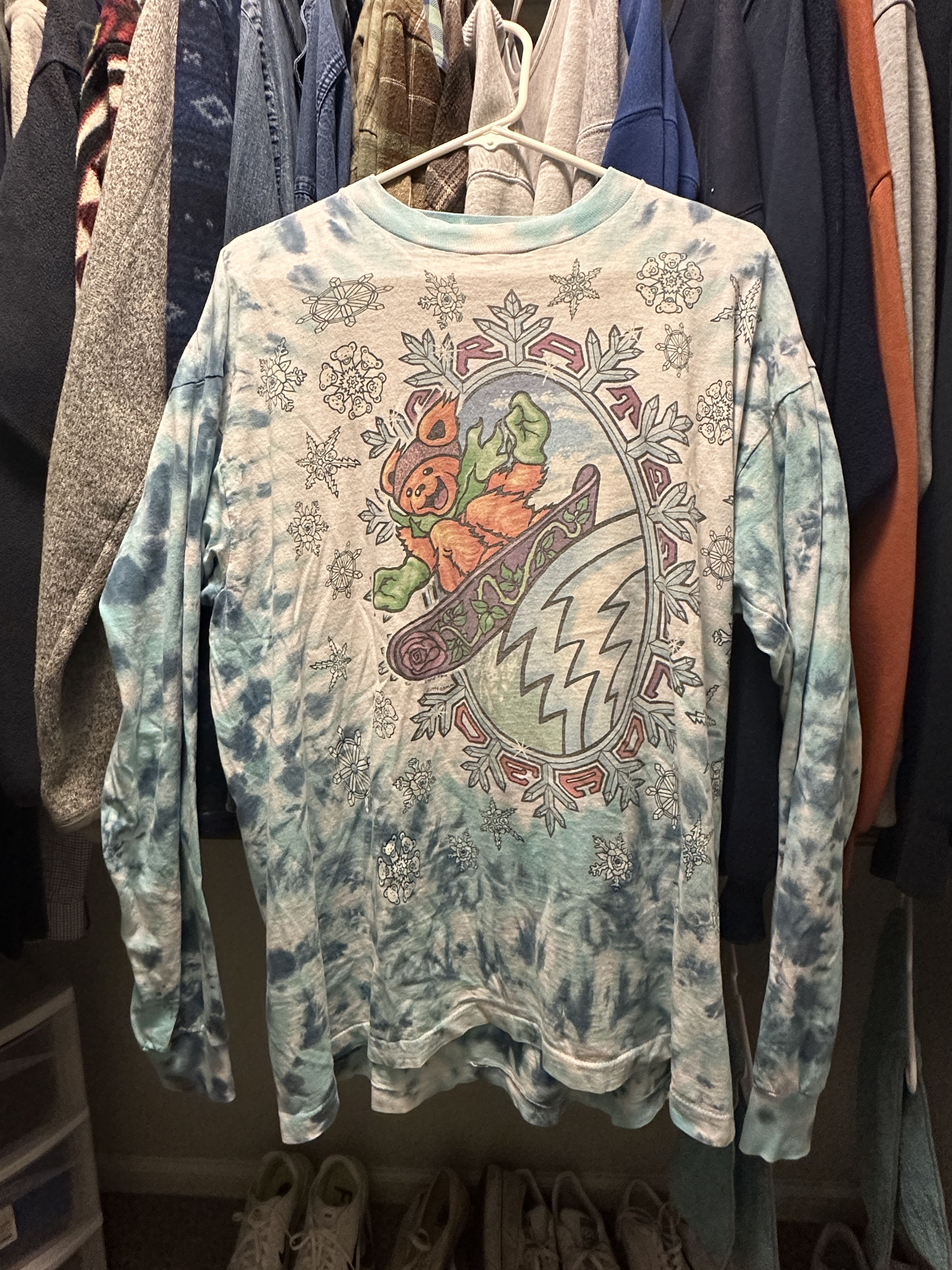 Vintage 1994 Grateful Dead Snowboard Bear Tee Longsleeve Hoodie, Sweatshirt | FlexRushtees.com