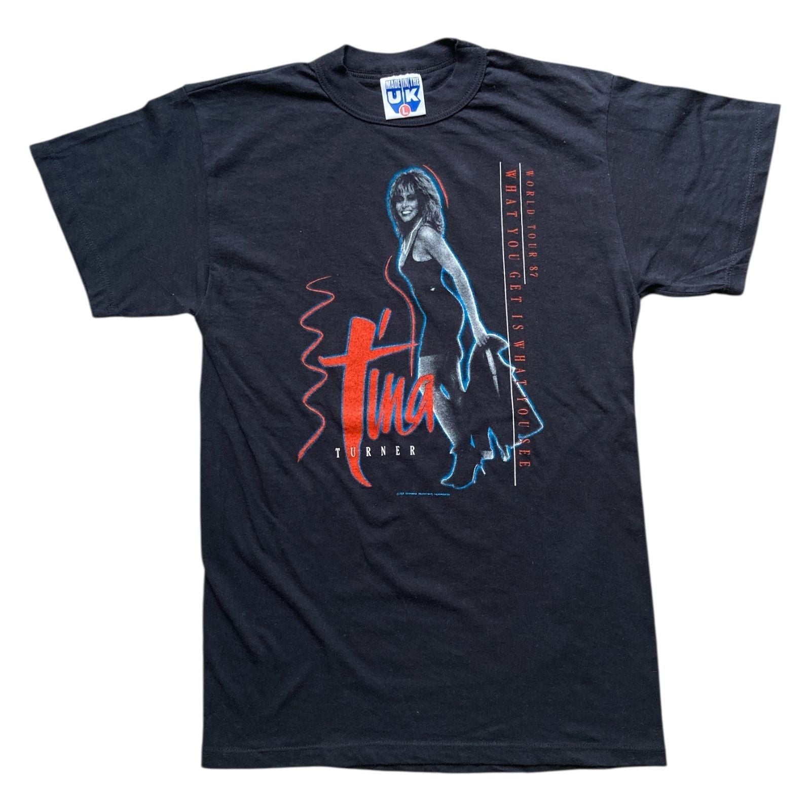 Other Tina Turner 1987 European Tour Black Graphic T Shirt L Made Hoodie, Sweatshirt | FlexRushtees.com