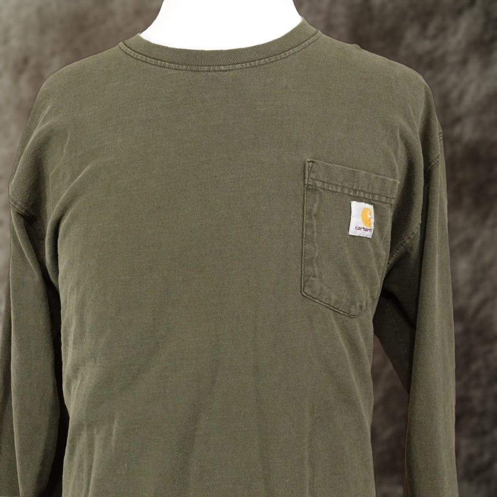 Vintage Carhartt Long Sleeve Cotton T Shirt Green Mens Xl Crew Neck Fall Winter Seasonal