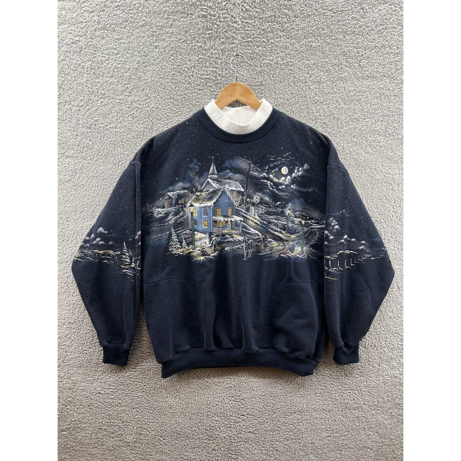 Other Art Unlimited Winter Scene All Over Print Sweatshirt Size L T-Shirts, Hoodie | FlexRushtees.com