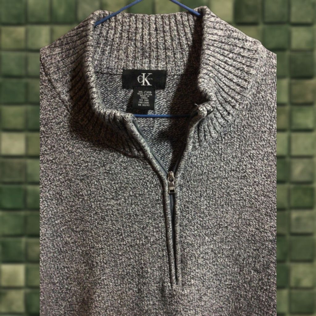 Klein Calvin Klein Pullover Sweater Xl Gray 100 Cotton 3 4 Zip Men Regular Size Xl Fall Winte T-Shirts, Hoodie, Sweatshirt