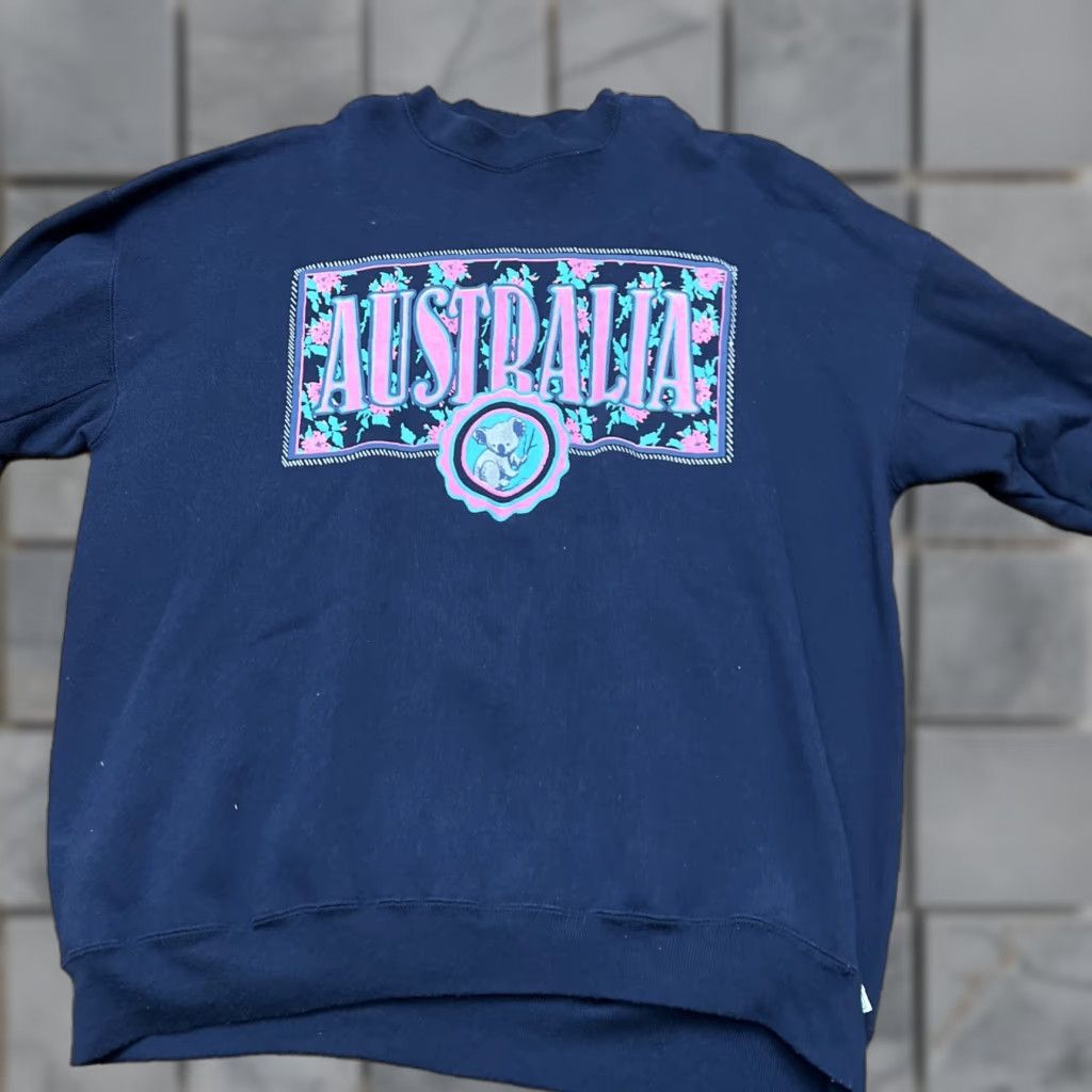 Vintage National Screenprint Australia Blue Koala Xl Sweatshirt Multicolor Crew Neck Long Sl