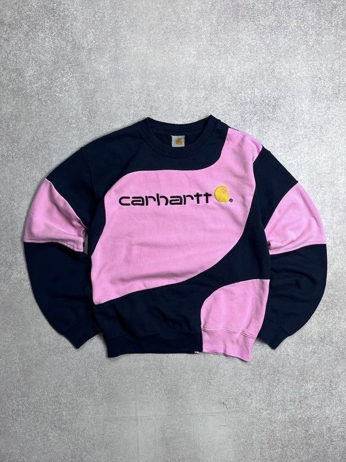 Vintage Carhartt Custom Made Boxy Patchwork Sweatshirt Y2k M