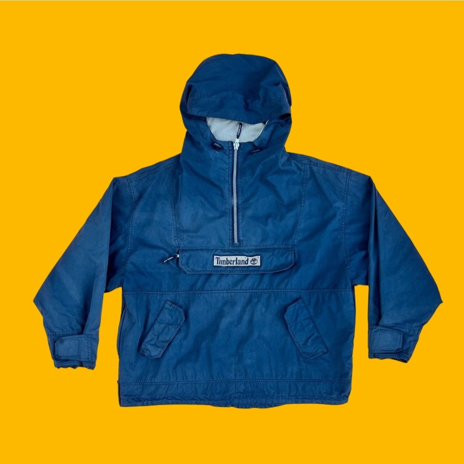 Vintage 1990s Timberland Anorak Lined Half Zip Hooded Windbreaker