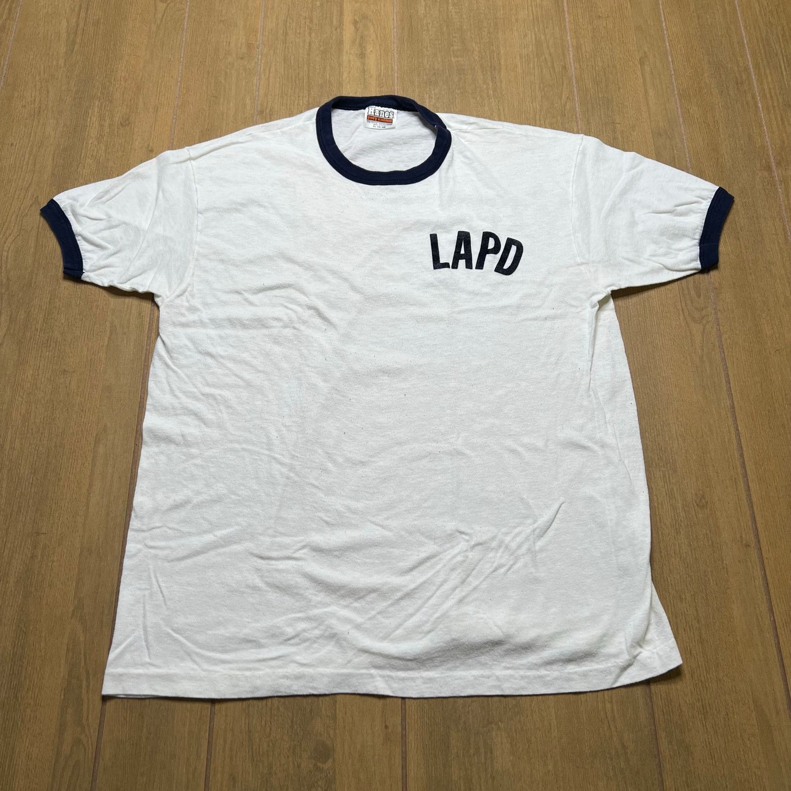 Hanes Vintage Lapd Ringer T Shirt 70s 80s Police Hanes Tee Usa Xl