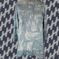 Vintage Philosophy Shirt Aztec Arrow Knit Top S Womens Long Sleeve Stretch Blue Geometric Logo Casua