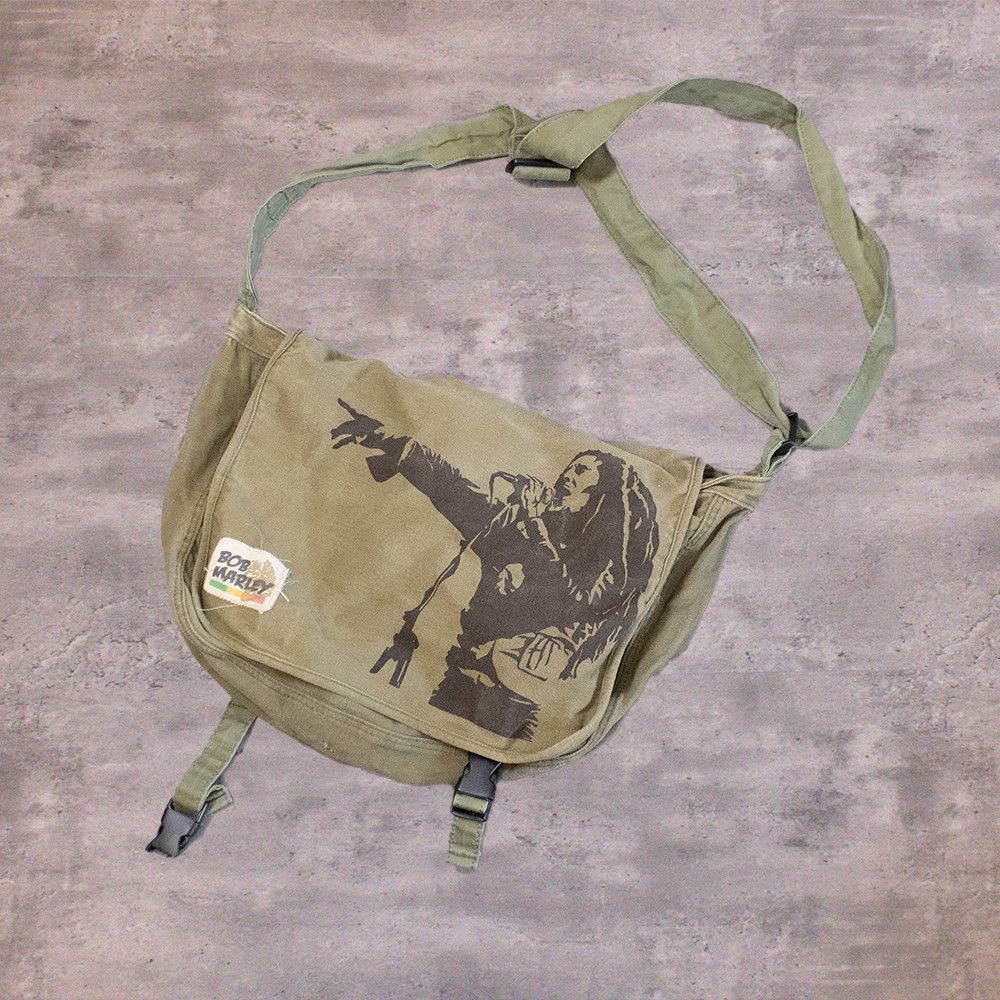 Vintage Y2k 2000 S Bob Marley Military Shoulder Olive Green Bag T-Shirts, Hoodie, Sweatshirt | AU16VibeMintTees.com