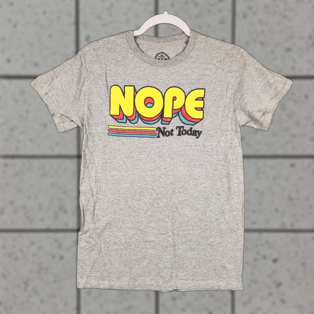 Etro Nope Not Today Shirt Mens Small Gray Retro Graphic Funny Slogan Sarcasm Humor T Shirt Crew Neck Hoodie, Sweatshirt