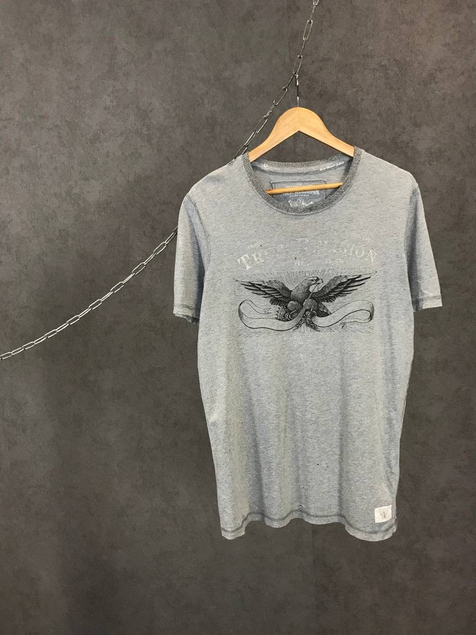 Religion True Religion Japanese Brand Big Center Logo Distressed Tee Hoodie, Sweatshirt | FlexRushtees.com
