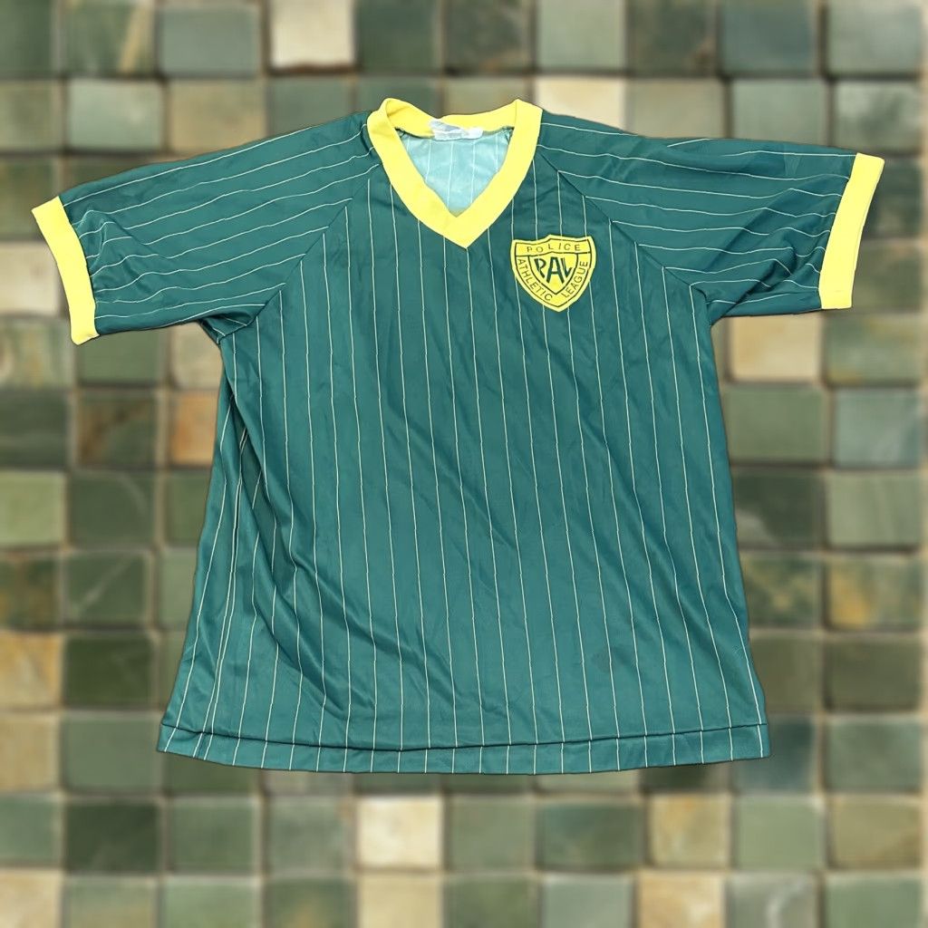 Vintage Police Athletic League Soccer Jersey 90s Medium T Shirt Men M Green Soccer 90s Mens Hoodie, Sweatshirt