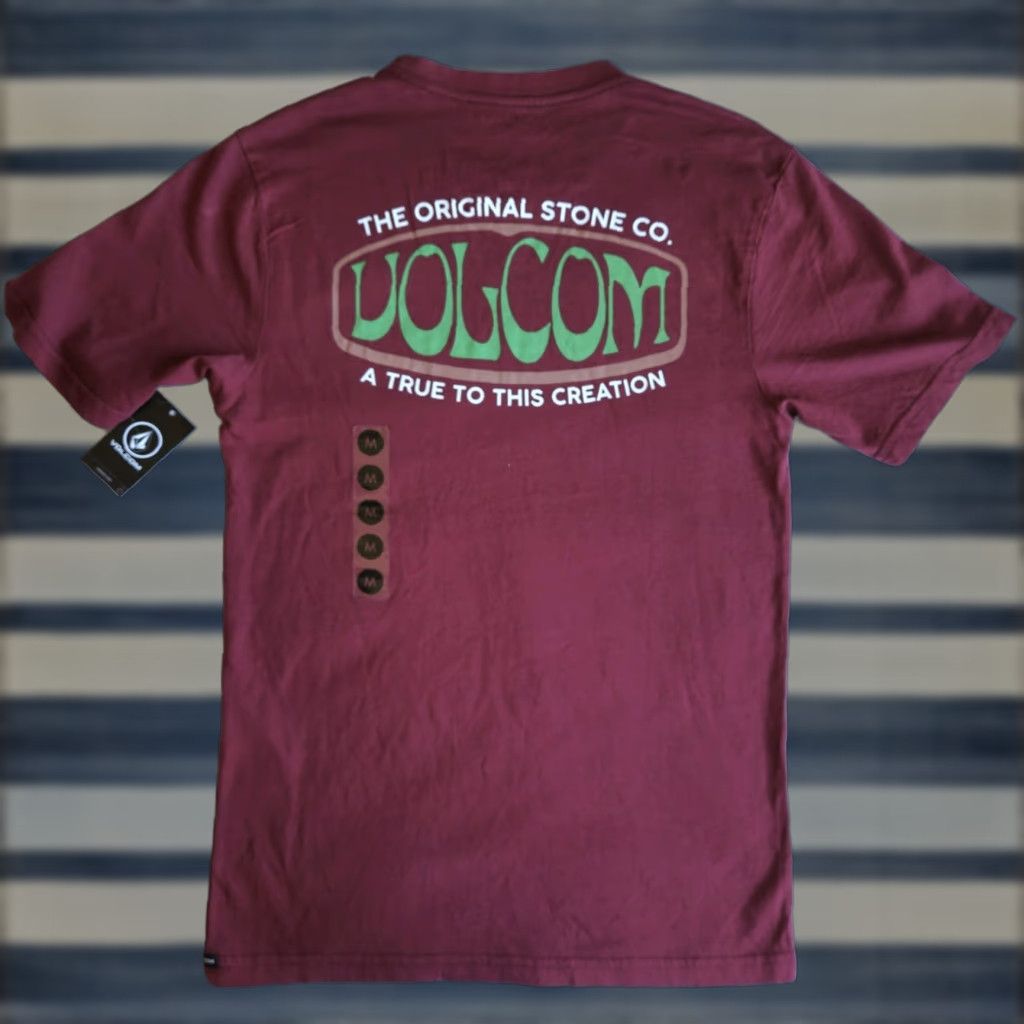 Volcom Stone Roseton Youth T Shirt Double Sided Graphic Red Nwt Tee Boys Med Maroon Red Crew Hoodie, Sweatshirt
