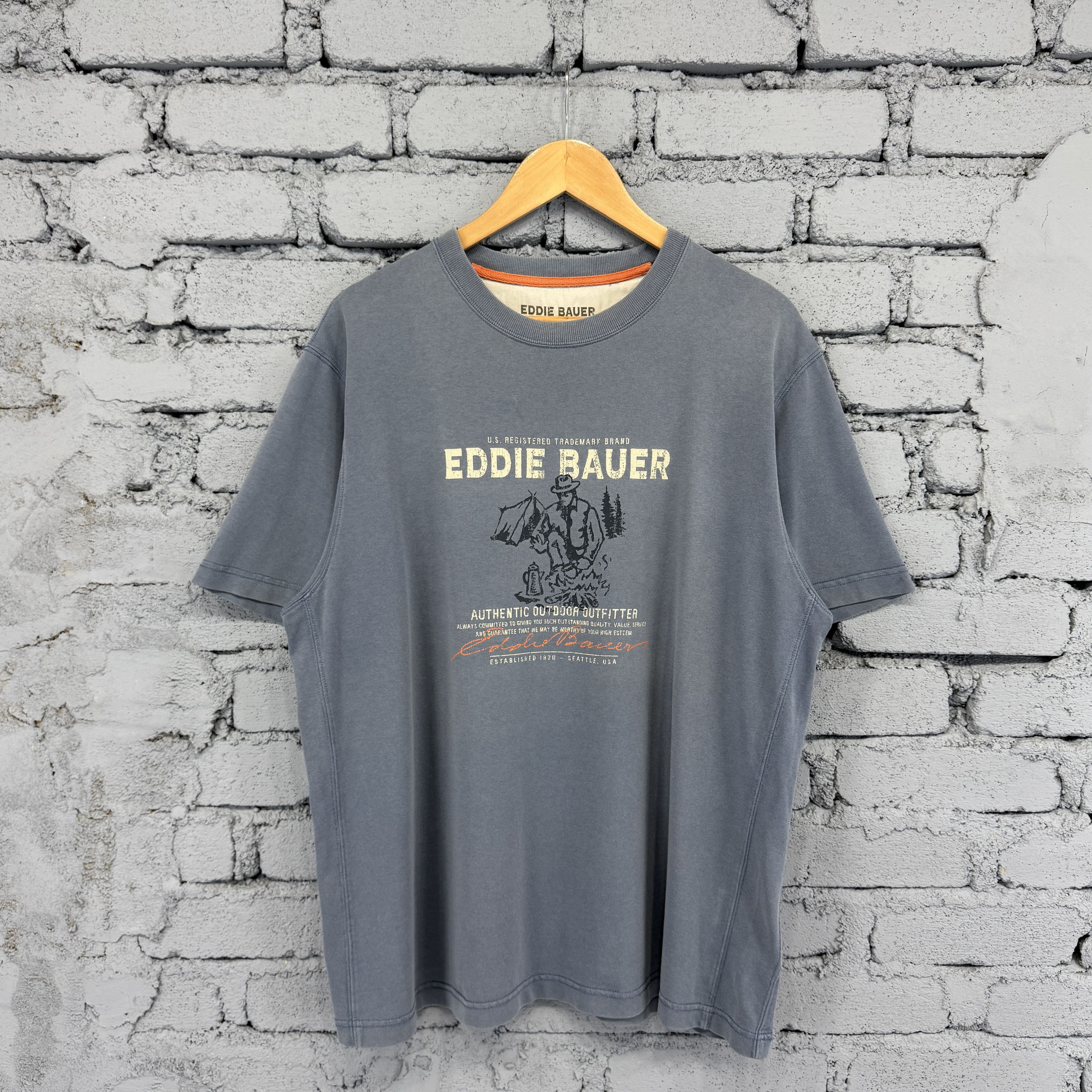 Bauer Eddie Bauer Outdoor Outfitter Camping Print Sunfaded Tshirt