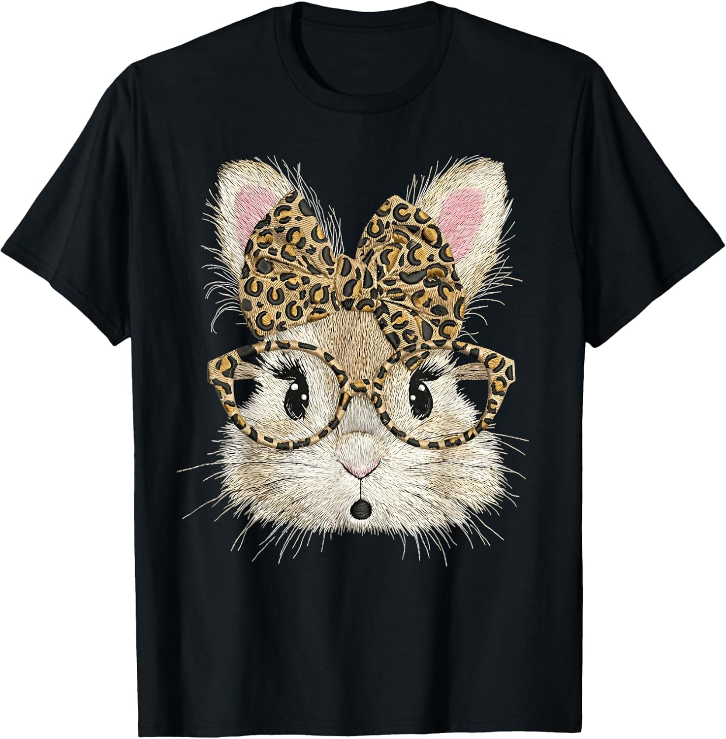 Easter Bunny Face Leopard Bow Women Girl Kids