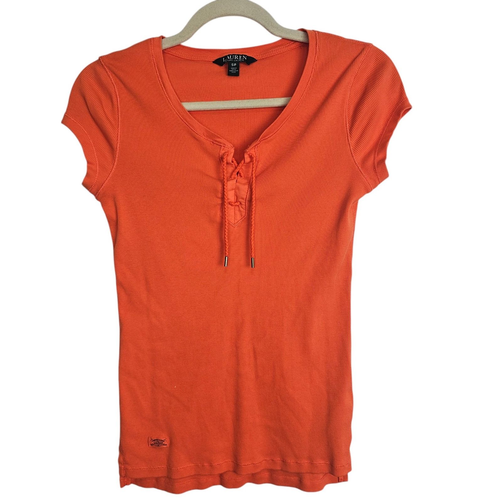 Ralph Lauren Lauren Ralph Lauren Womens Lace Up Baby Tee Ribbed Halloween Hoodie, Sweatshirt | AU16VibeMintTees.com
