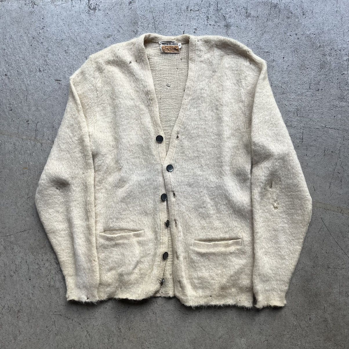 Vintage Crazy 60s Mohair Cardigan Distressed Campus Wool Kurt Cobain