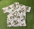 White Vintage Hawaiian Floral Print Beach Shirt