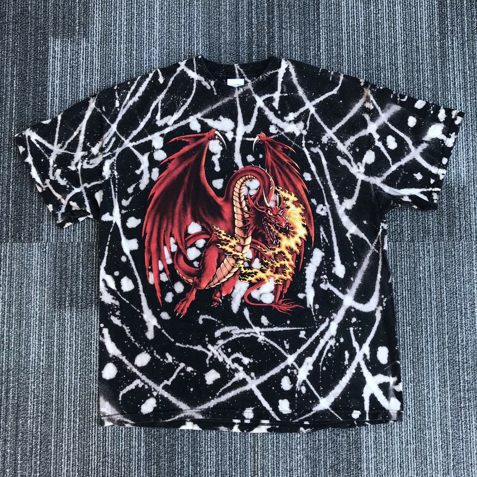 Vintage 90s Custom Bleached Fire Breathing Dragon Shirt Xl Hoodie, Sweatshirt | FlexRushtees.com