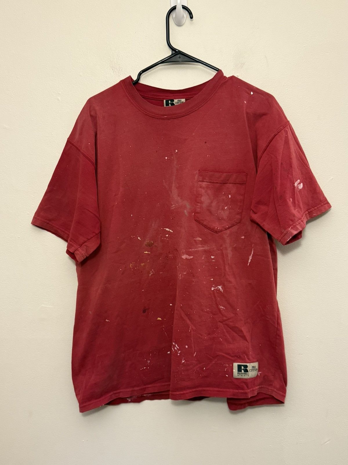 Vintage Thrashed Sun Faded Paint Splatter Red Tee Shirt Distressed Hoodie, Sweatshirt | FlexRushtees.com