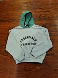 Essentials Nylon Fleece Hoodie Light Heather Grey Mint Leaf