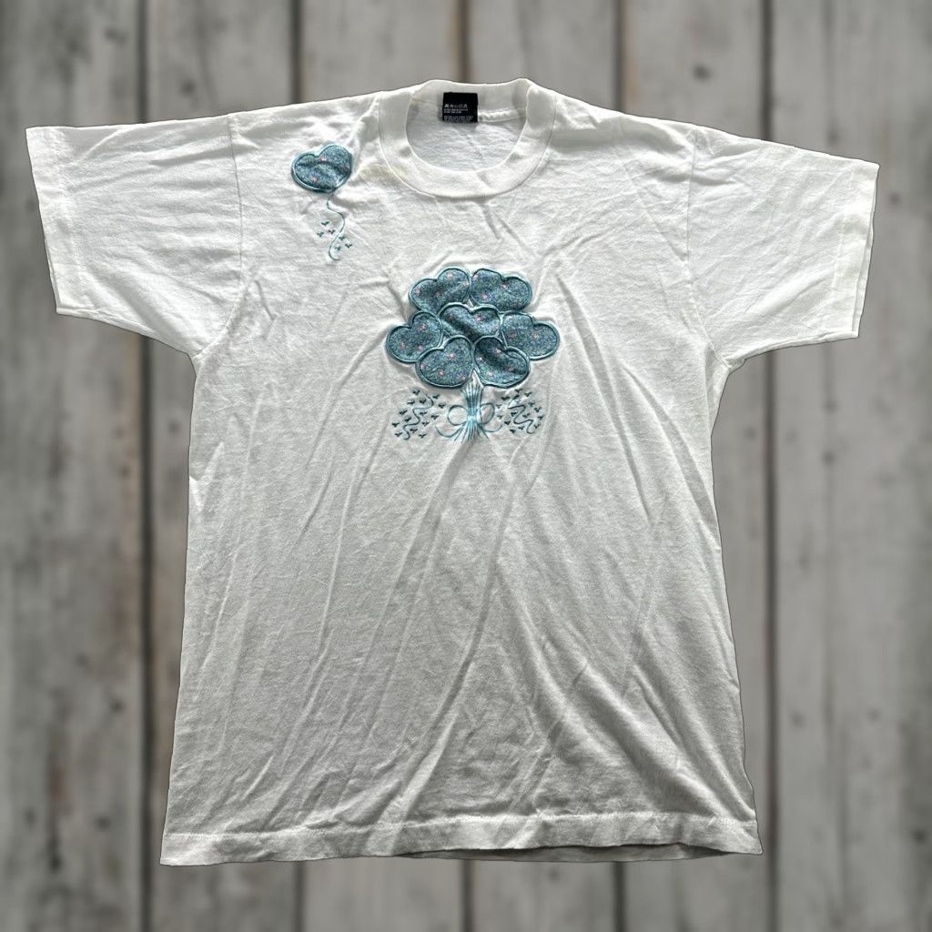 Vintage Screen Stars Best Shirt Mens L White Heart Bouquet Graphic 90s T Shirt