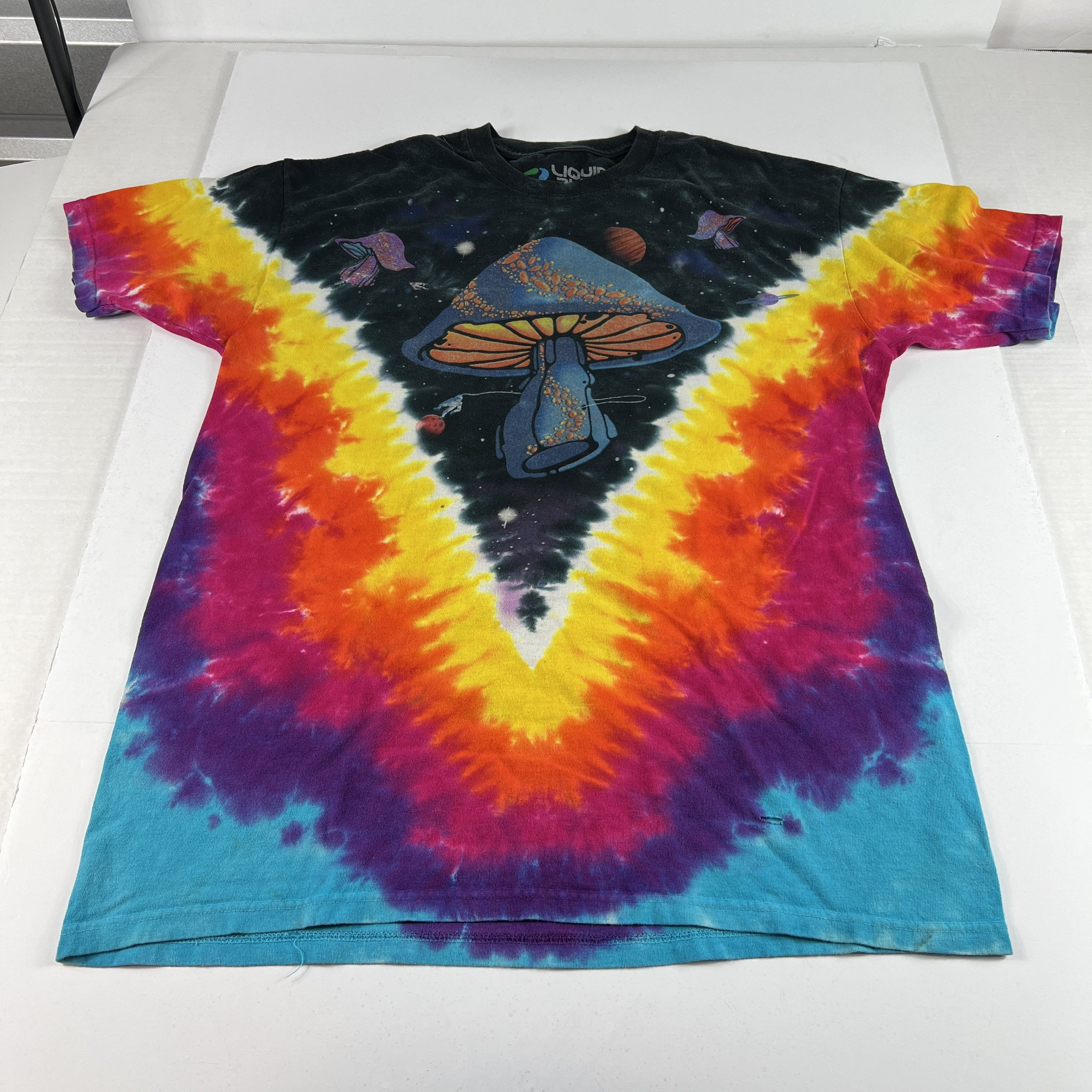 Blue Liquid Blue Mushrooms In Space Aop Shirt Colorful Tye Dye