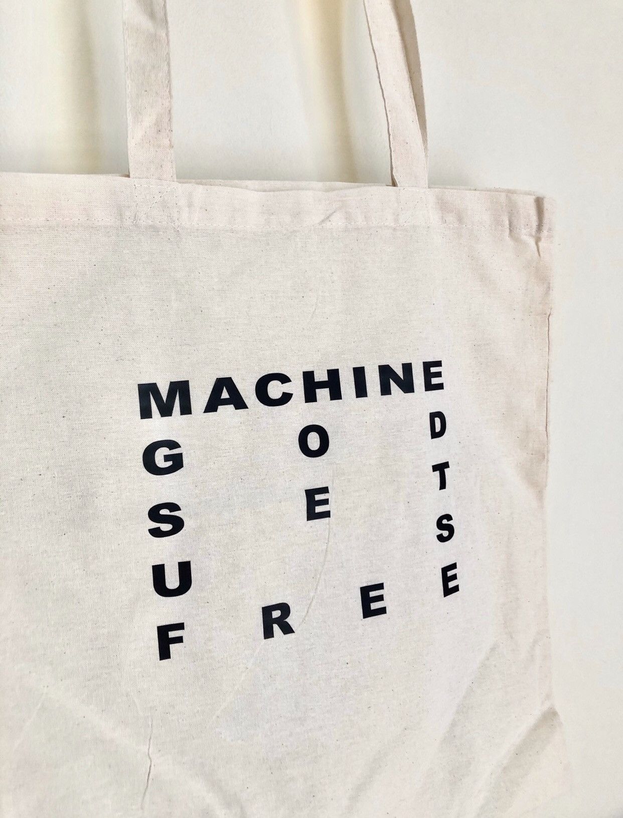 Other Martial Industrial Machine God Slogan Raw Cotton Tote Bag