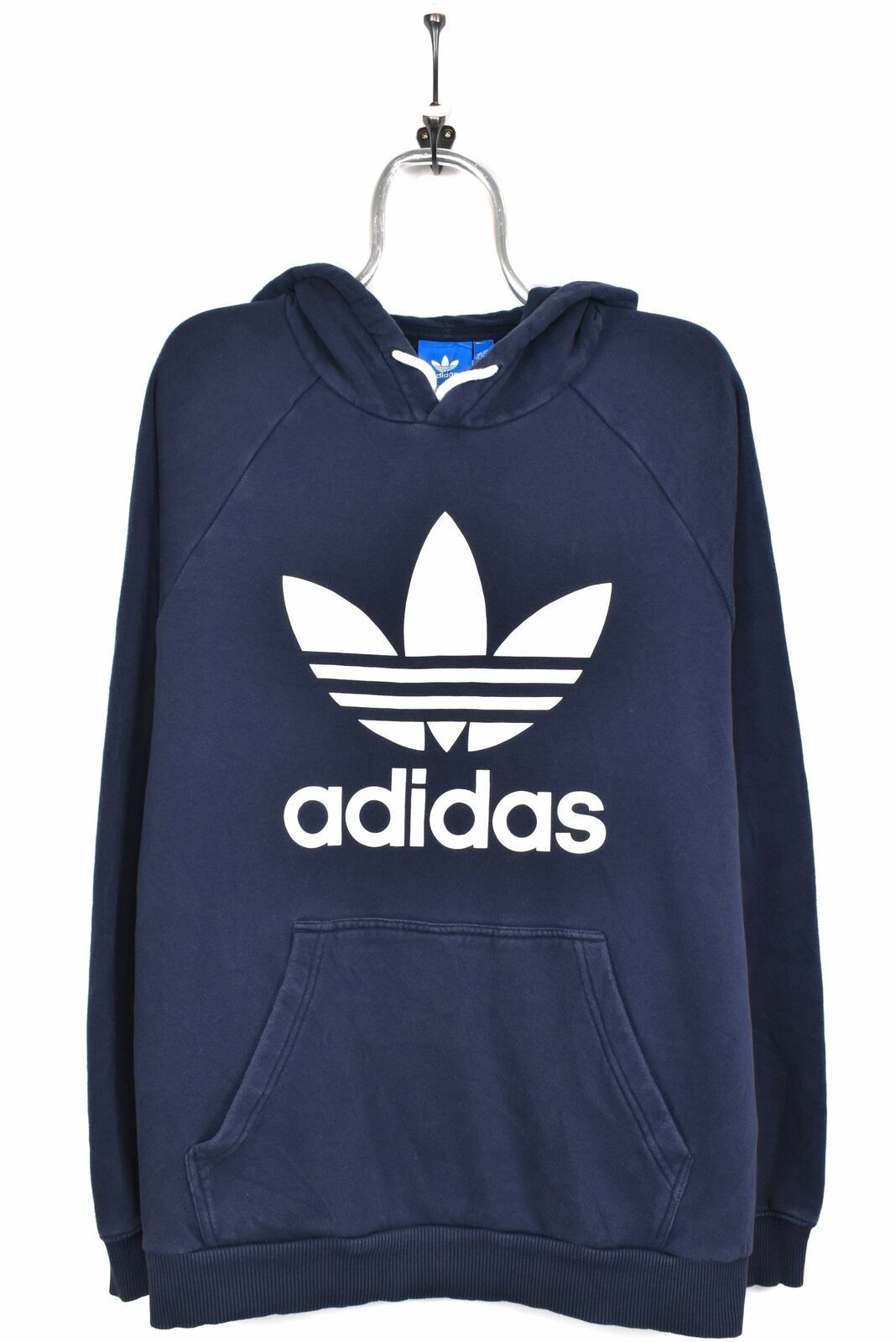 Modern Adidas Hoodie Navy Blue Graphic Sweatshirt Au L