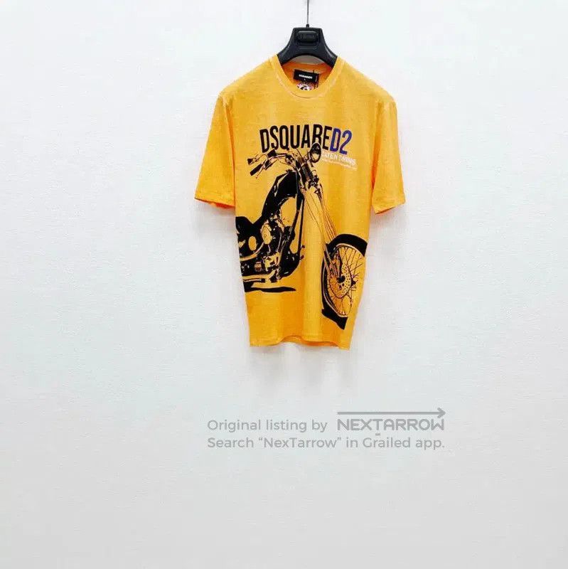 Dsquared2 Summer Yellow Cotton T Shirt Hoodie, Sweatshirt | FlexRushtees.com