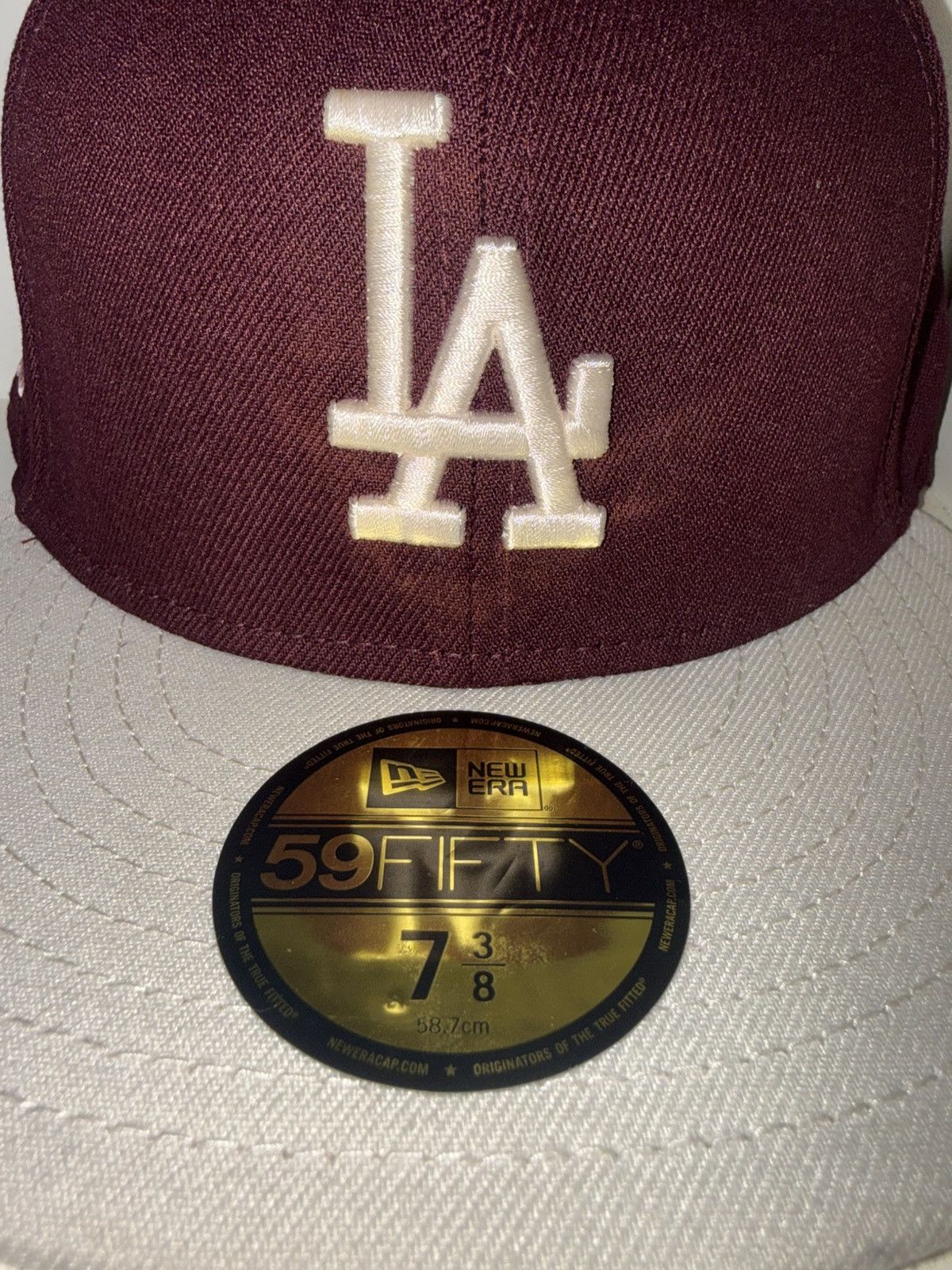 New Era La Dodgers 100th Anniversary Fitted 7 3 8 Red Velvet