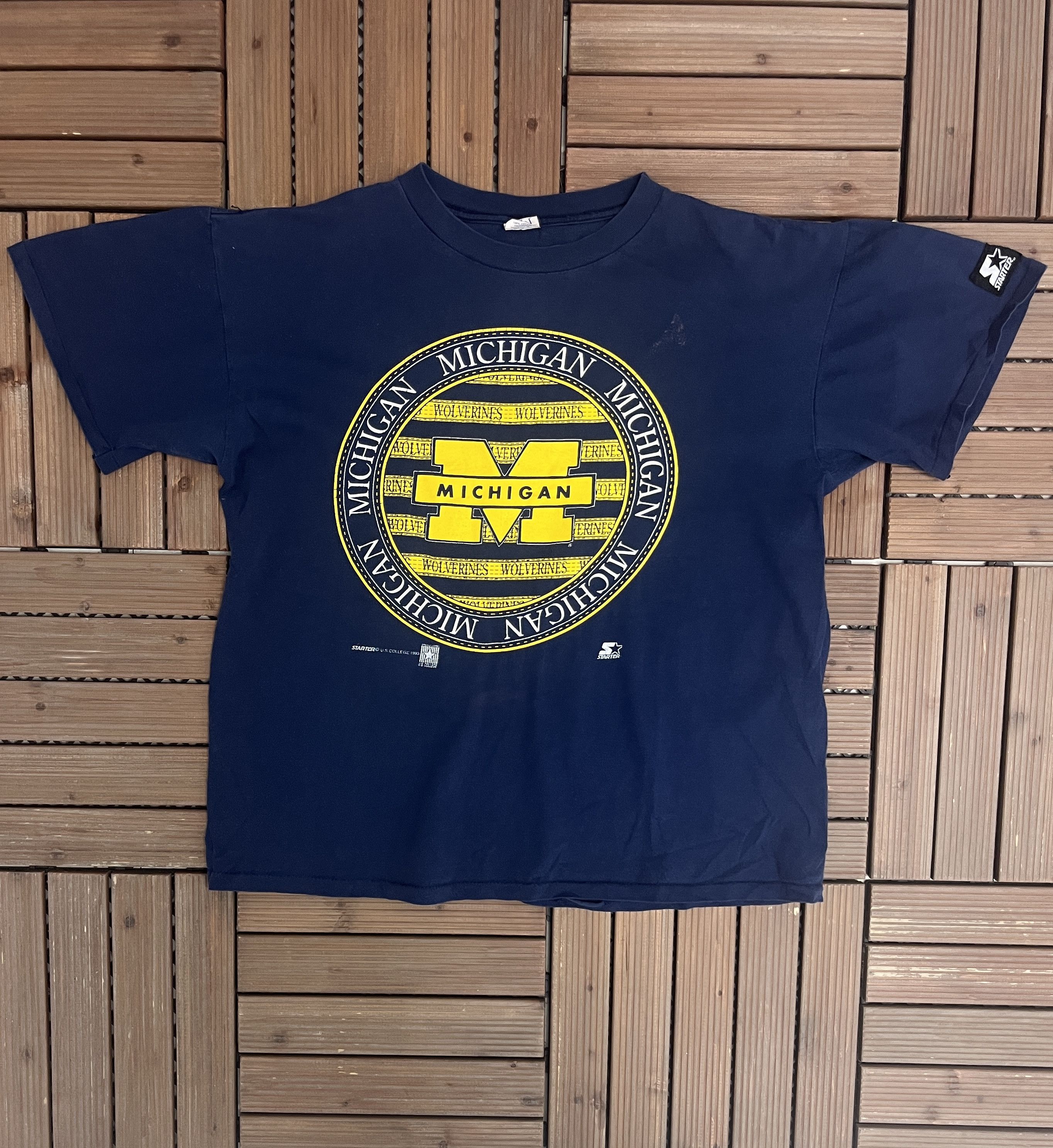 Vintage Michigan Wolverines Starter Vintage Blue T Shirt