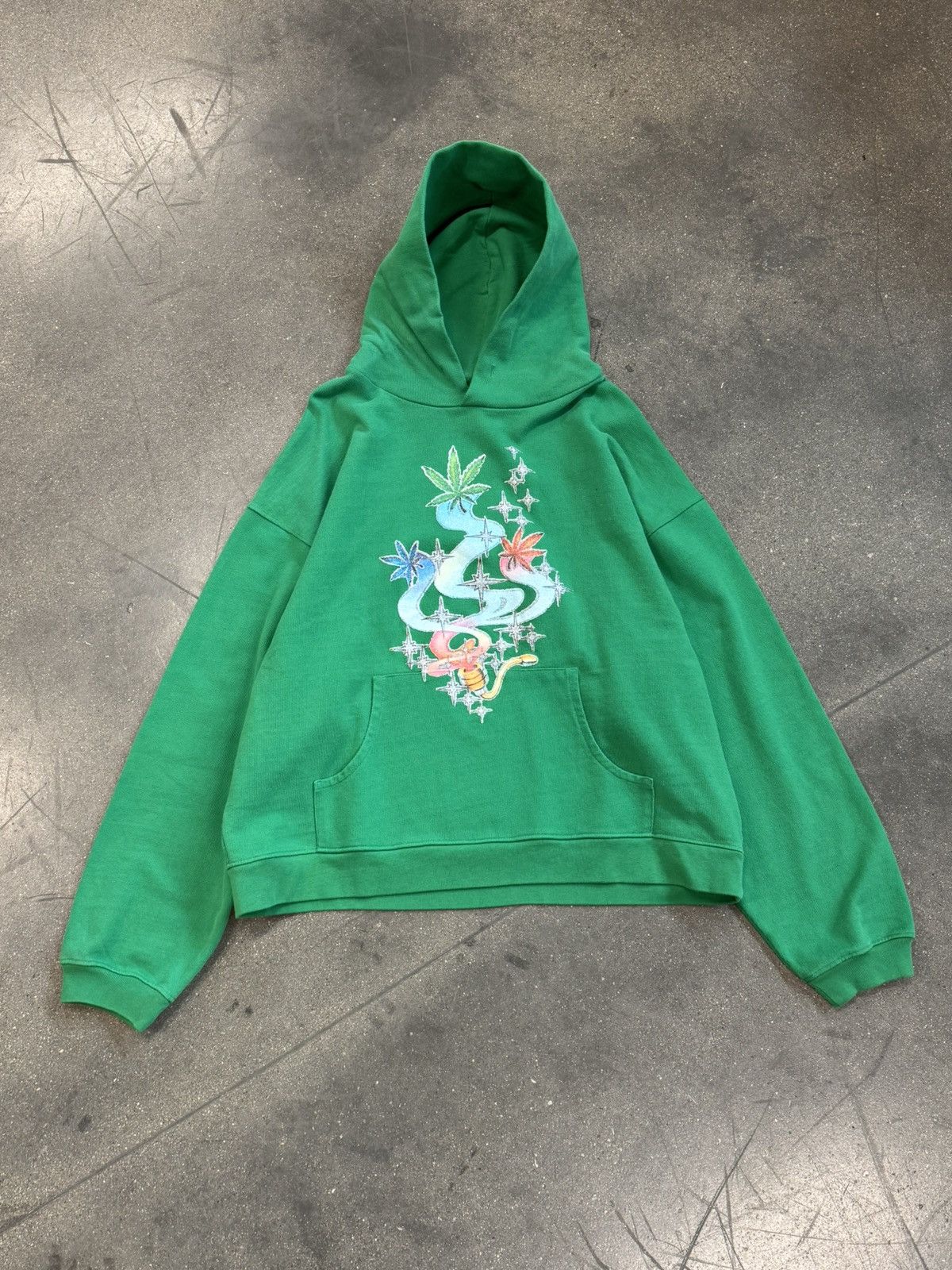 Erl Printed Hoodie Green T-Shirts, Sweatshirt | FlexRushtees.com