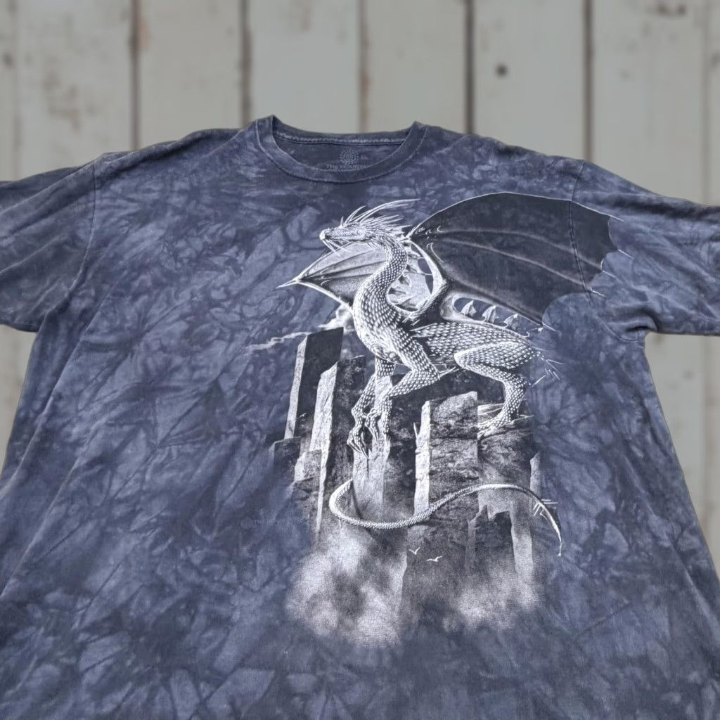 Mountain The Mountain Shirt Mens 2xl Black Gray Dragon Graphic Tie Dye Fantasy Tee Usa