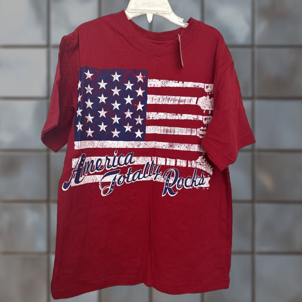 Vintage The Children S Place Kids T Shirt Unisex Medium Red Patriotic America Totally Rocks