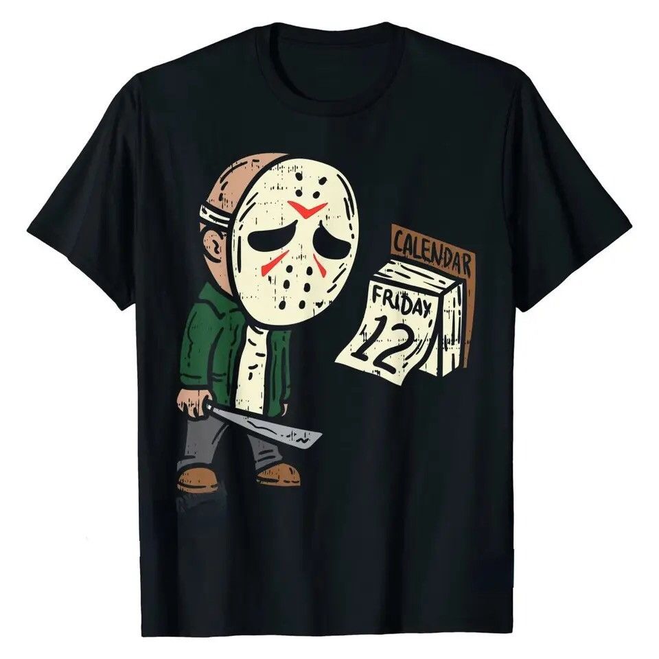 Japanese Brand Friday 12th Halloween Horror Movie Humor T Shirt Casual